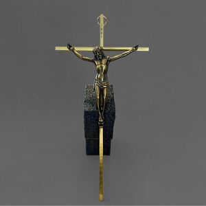 Vintage Brass Crucifix Wall Cross INRI Jesus Corpus Religious Christian Decor